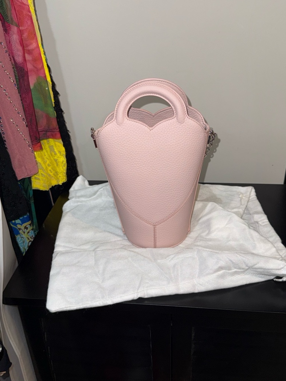 Tiffany & Co. Light Pink Pebbled Leather Heart Tote with Chain - Picture 4 of 4